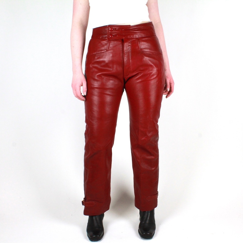 Red Cherry Leather High Waisted Flare Pants